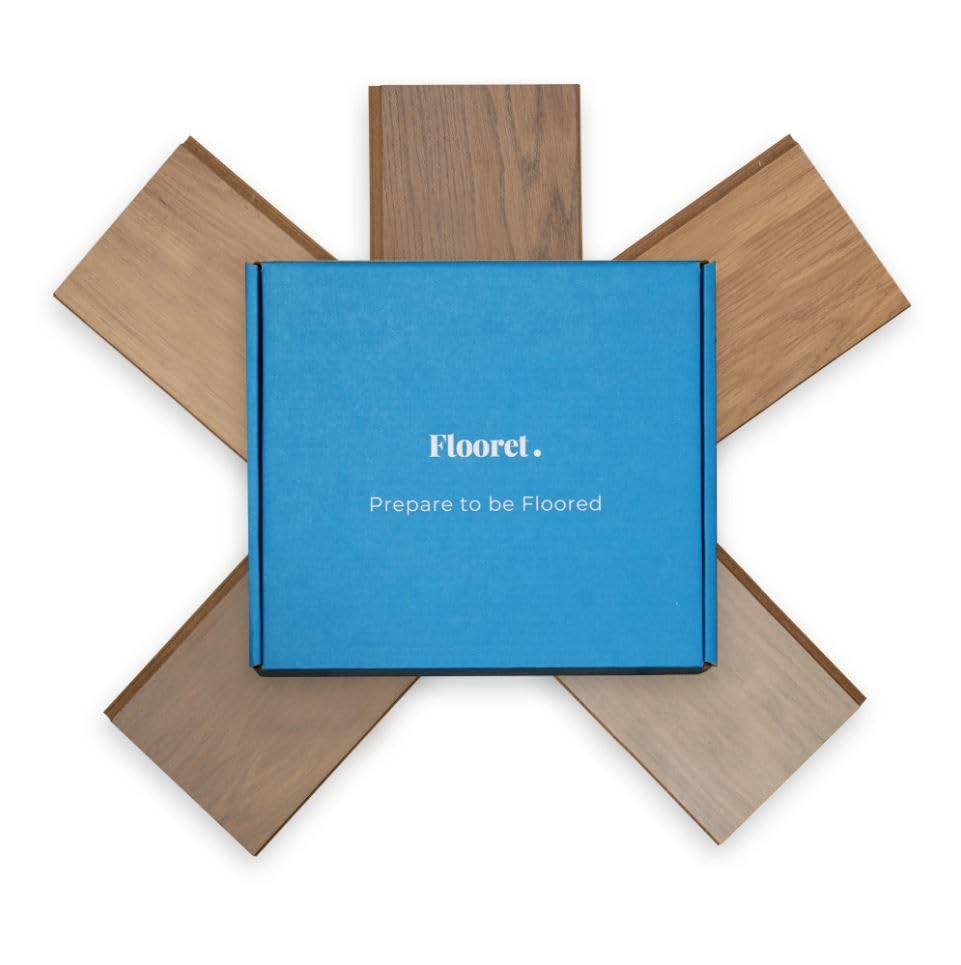Flooret Engineered Hardwood Plank Flooring Silvan 6' Bestsellers Sample Kit | 5 Pieces of 12' Cut Samples from Real Planks | DIY Click or Glue Installation, Real Wood Wear Layer, and Scratch Resistant