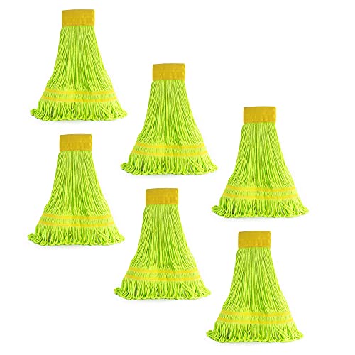 Image of Matthew Cleaning Microfiber String Mop Heavy Duty Commercial Wet Mop Head Replacement,Excellent Absorbency,Premium Launderability,Reusable for Home,Commercial and Industrial Use(Green,6Pack)