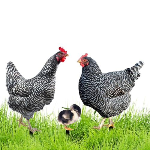 Hühnersteigelset, Metal Chicken Yard Art,Rooster Animal Stakes - 3X wetterresistente Eisenhken-Küken Spikes für Landschaft, Ostern, Küchenrasen
