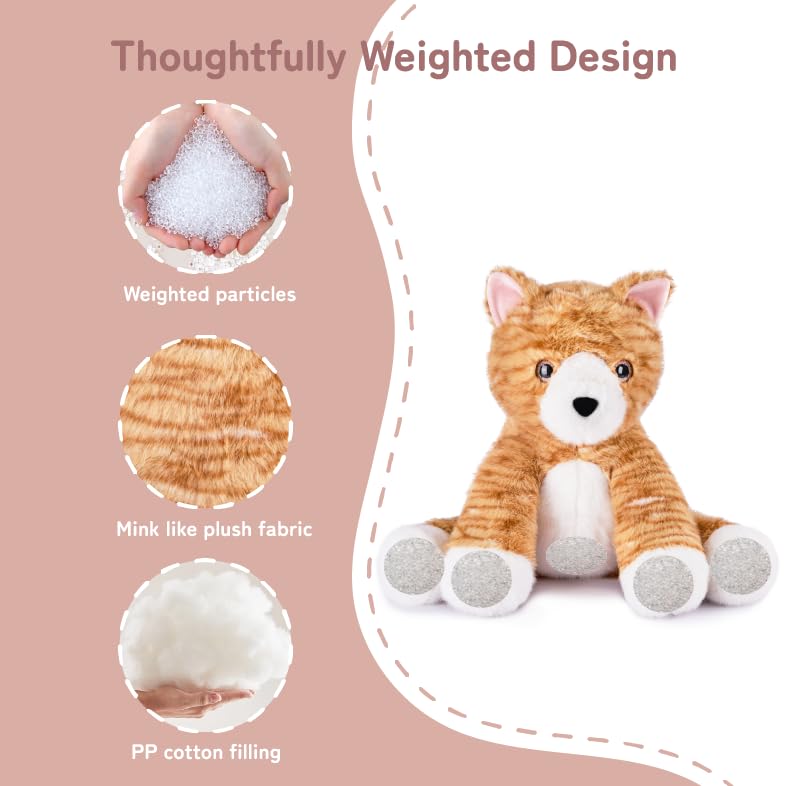Image of Niuniu Daddy Orange Tabby Weighted Stuffed Animals, Plush Pillow for Kids