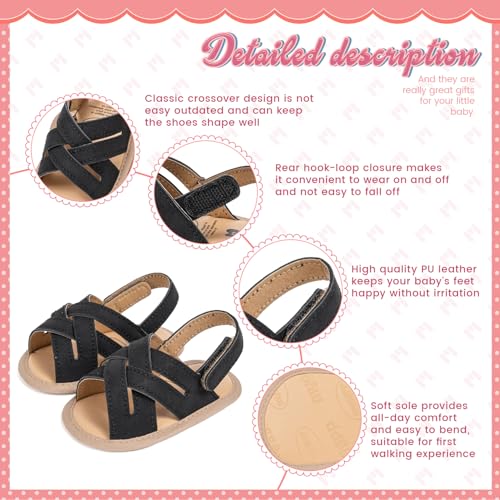 Image of Meckior Infant Baby Girls Boys Summer Sandals Open Toe Lace Princess Dress Wedding Flats Shoes Newborn Toddler Soft Non-slip Sole First Walker Crib Shoes