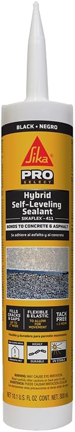 Sikaflex 411 Hybrid Self-Leveling Sealant Black 10.1 oz Crack Filler & Joint Sealant for Asphalt, Concrete, Brick, Stone & Masonry; UV Stable, Eco-Friendly, Tack-Free in 1 Hr. Fills Gaps up to 1"