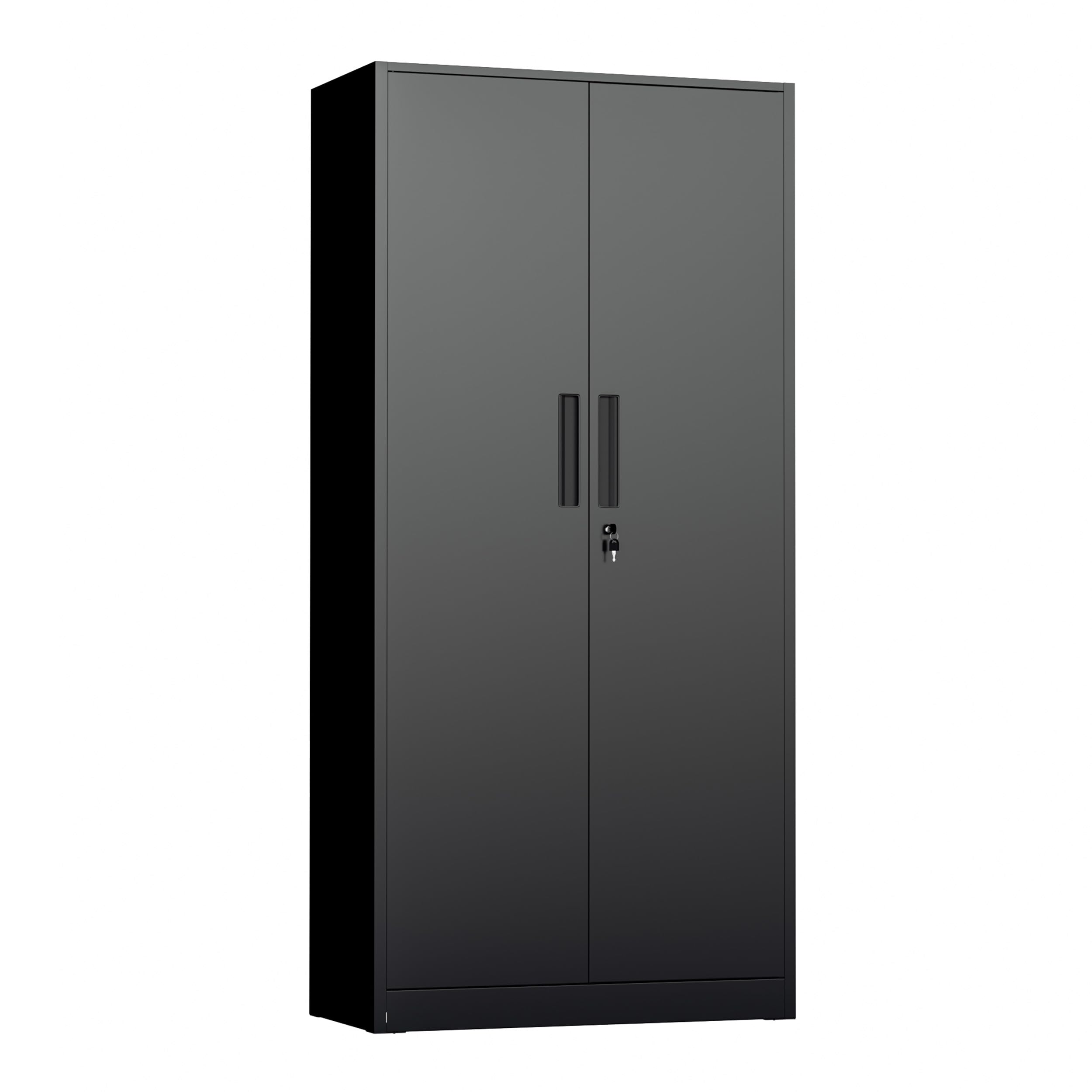 INTERGREAT Metal Storage Cabinet with Lock, 63" H Metal Cabinets Storage with 2 Doors and 4 Adjustable Shelves, Locking Garage Cabinet for Home Office, Kitchen, Bathroom (Black)