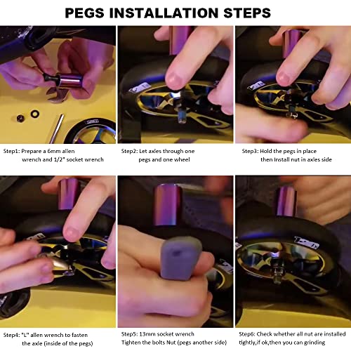 Kutrick Pro Scooter Pegs Set With Axle Hardware 2.5", 3.0",3.5" For Freestyle Scooter Grinds #TOP3