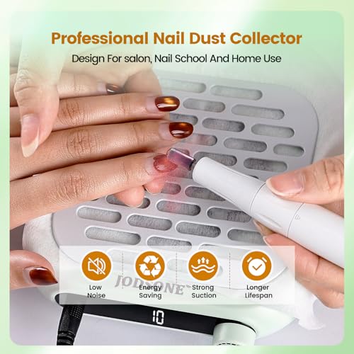 Image of JODSONE 6000RPM Mini Nail Dust Collector PocketSized Powerful Suction Portable Nail Salon with 30 Filters Green