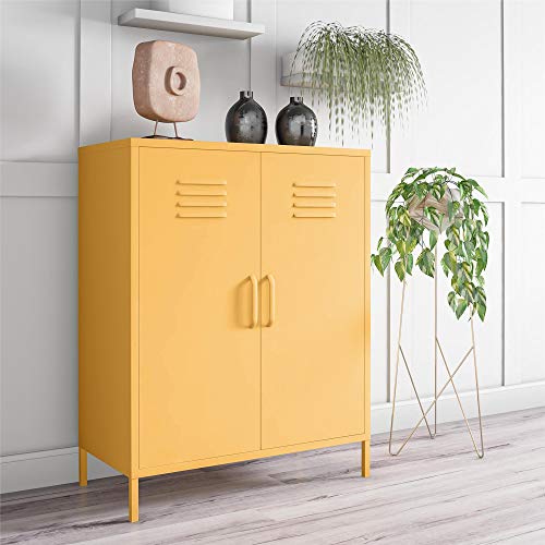 Novogratz Cache 2 Door Metal Locker Storage, Yellow Cabinet #TOP2