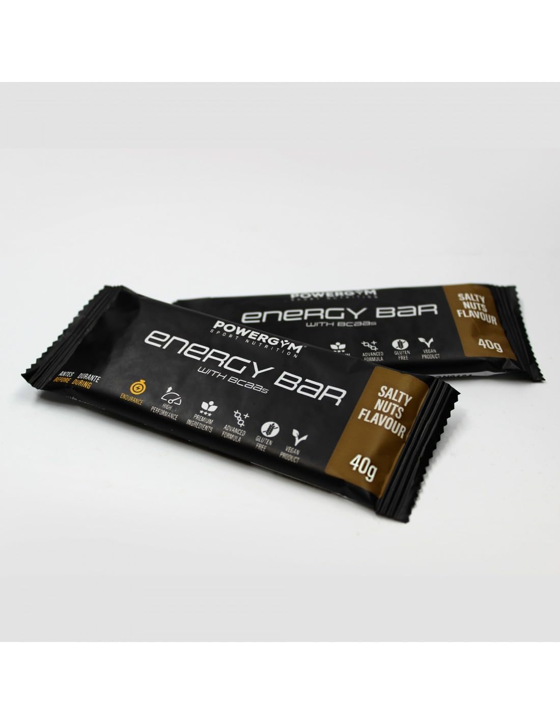 POWERGYM - Energy Bar - 24 unidades 40 g - Barritas Energéticas con Aminoácidos Ramificados - Sabor a Chocolate Oscuro
