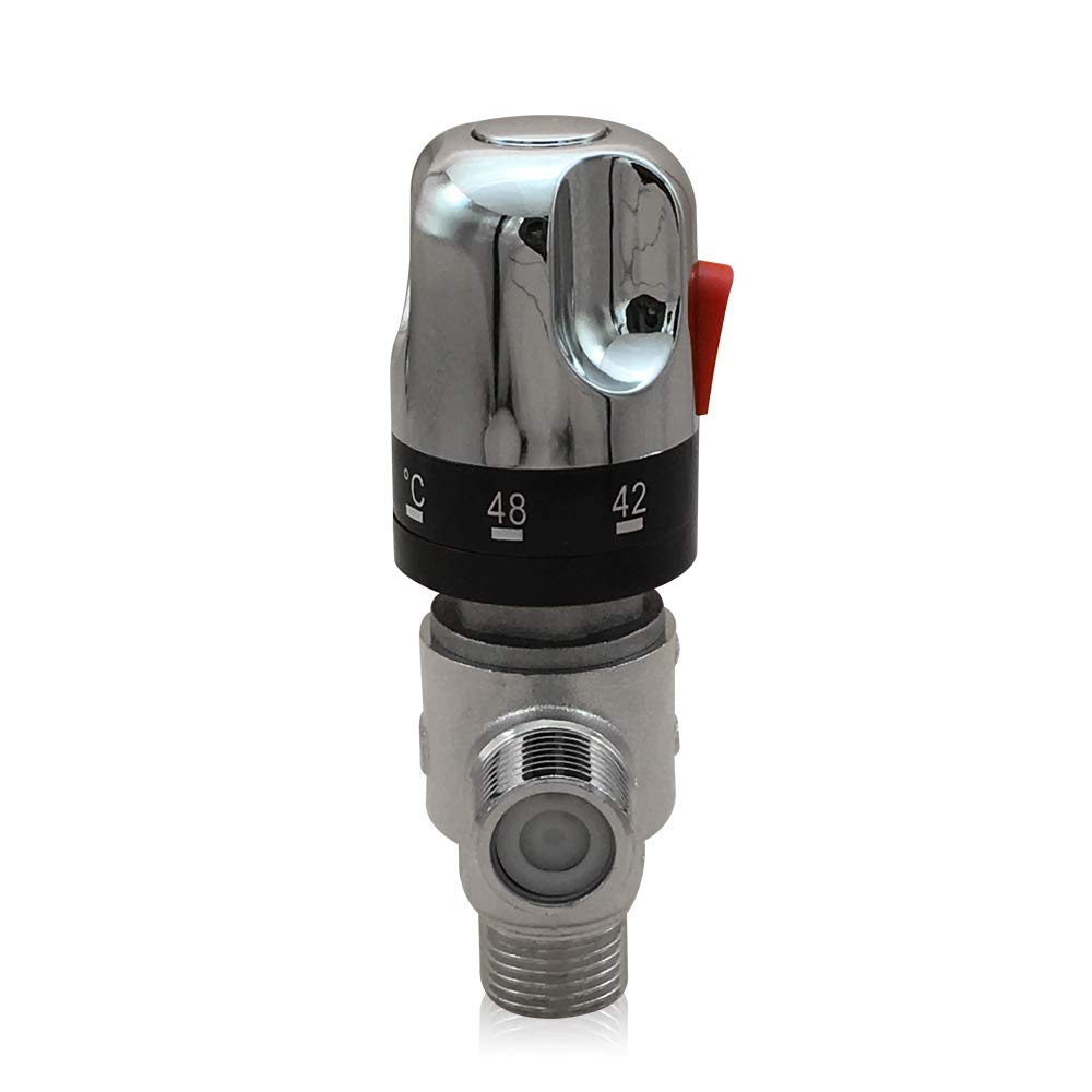 Válvula mezcladora termostática, válvula mezcladora de agua fría y caliente de 3 vías, válvula mezcladora de agua G1/2", mezclador de agua doméstica, 20 – 55 °C, protección contra