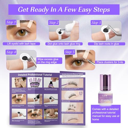 LZM Lash Glue Kit: Strong Hold, Waterproof, Use Code PLVNFB45 - Image 6
