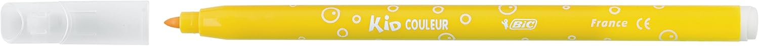 BIC Kids Kid Couleur Felt Tip Colouring Pens - Assorted Colours, Cardboard Wallet of 12 : Toys & Games