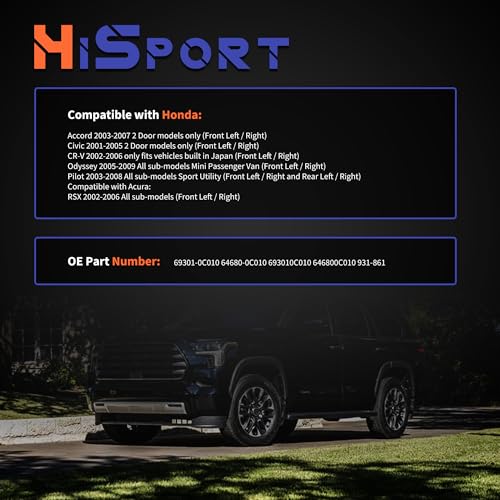 Image of HiSport 72155-S5P-A11 Door Lock Actuator Motor Front Left & Right - Compatible with Honda Accord 2003-2007 Civic 2001-2005 CR-V 2002-2006 Odyssey 2005-2009 Pilot 2003-2008 Acura RSX 2002-2006