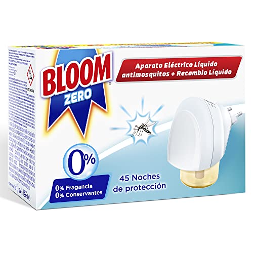 Bloom Zero Eléctrico Líquido (1 aparato + 2 recambios), insecticida con 0% conservantes y 0% fragancia, antimosquitos eléctrico para interiores, 1