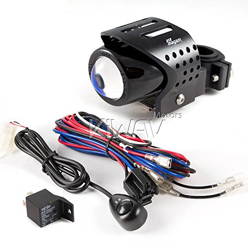 KiWAV Magazi Luz Antiniebla Redonda Lente Azul Haz Ámbar Carcasa CNC Negra 1 pieza + Kit de Cableado WK-003 miniatura 1