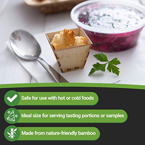 Image of Restaurantware 2 Ounce Appetizer Cups 100 Square Mini Dessert Cups - Durable Disposable Bamboo Tasting Bowls Sustainable For Snacks And Samples