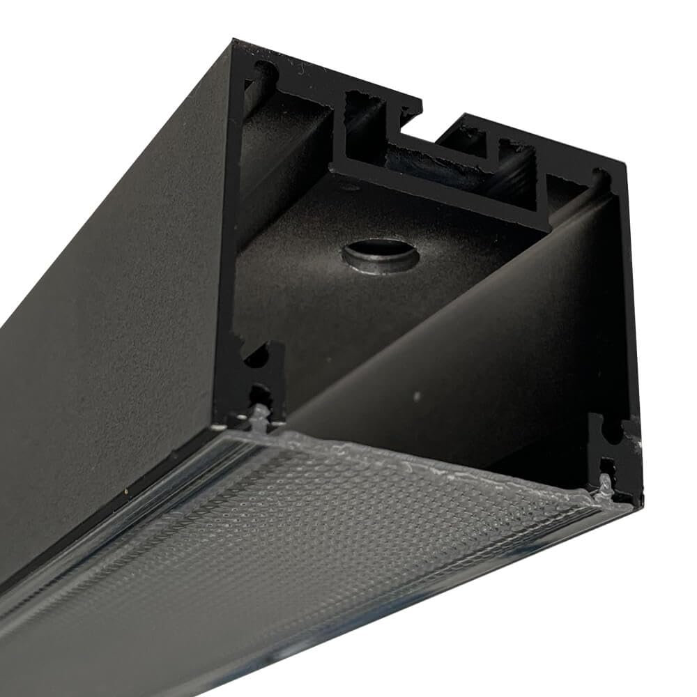 FactorLED Lámpara Techo Lineal POTSDAM 2M, 72W, 7200Lm, Colgante o en Superficie, Altura Regulable, Dimmable TRIAC, 45x40x2000mm, luz para Hogar Cocina Salón Comedor y Oficina (NEGRA, Luz Fría)