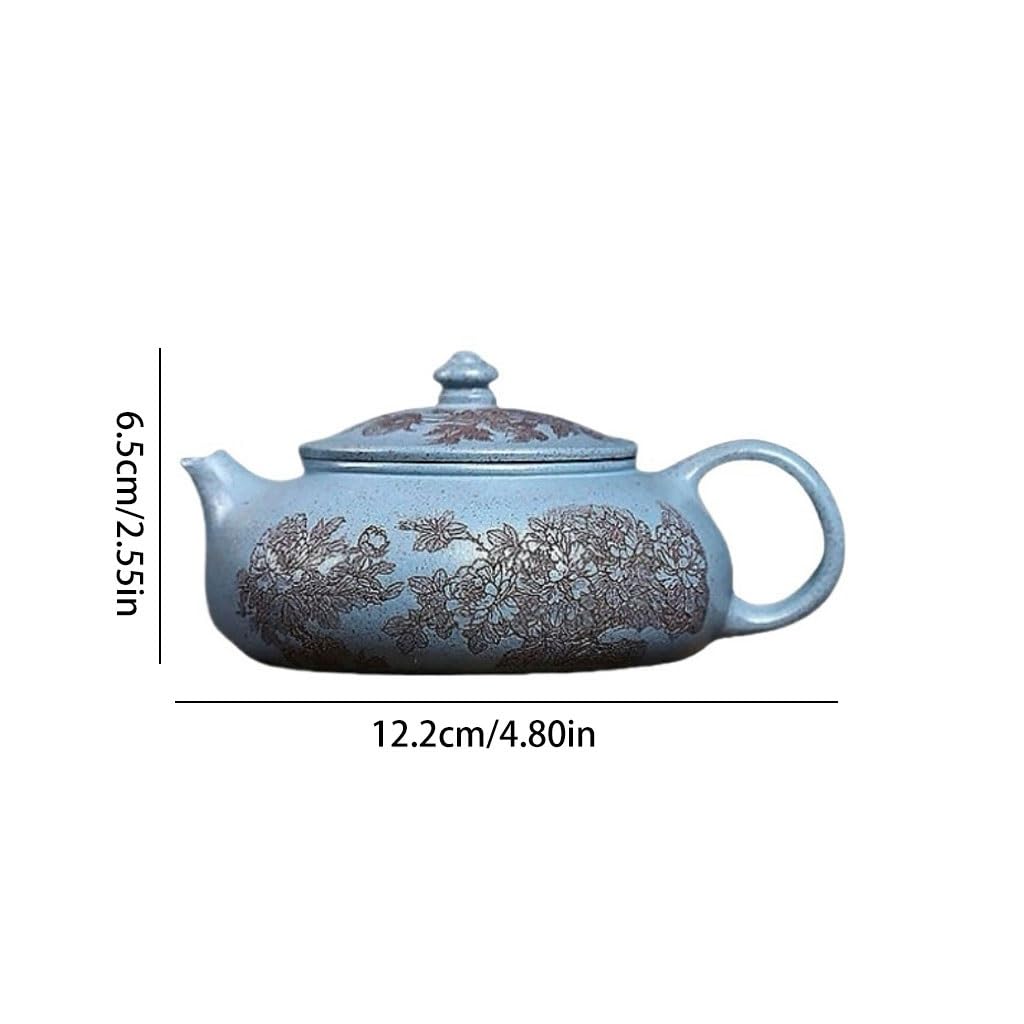 Tetera Infusiones Tetera Original De Arcilla Azul Zafiro Tallada A Mano, Infusor Té For Salón Teapot