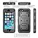 iPhone 5S Case, [Heave Duty] **Slim Protection** i-Blason Armorbox [Dual Layer] Hybrid Full-body Protective Case with Front Cover and Built-in Screen Protector / Impact Resistant Bumpers Cover with Holster Combo for Apple iPhone 5 / 5S (Black)