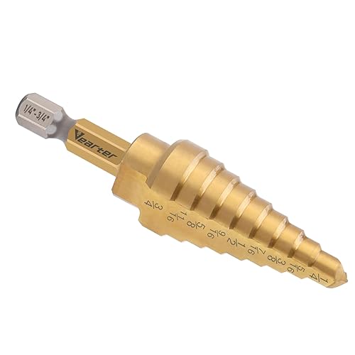 Miniatura 7 de Brocas HSS de ranura recta, 1/4" - 1-3/8" Unibit 10 pasos Material M2 vástago hexagonal recubierto de titanio para perforar agujeros en acero