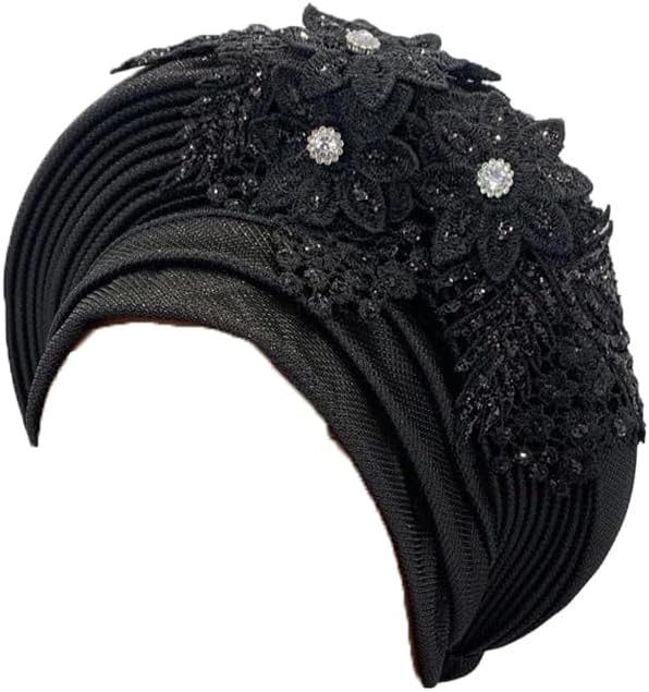 Women's Elegant Turban Cap African Nigeria Party Wedding Embroidery Lace Headwrap