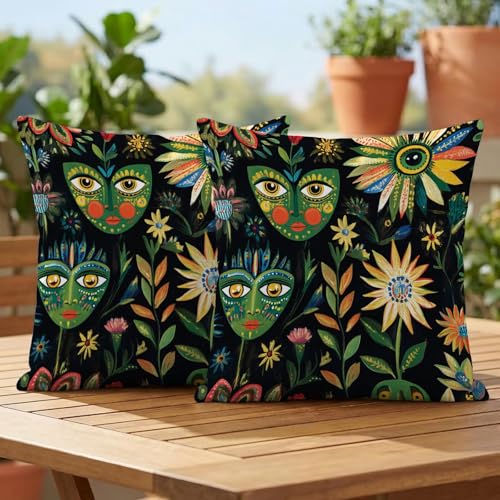 Coussin extérieur imperméable 80x80 vert abstrait pour grand canapé de jardin - 5