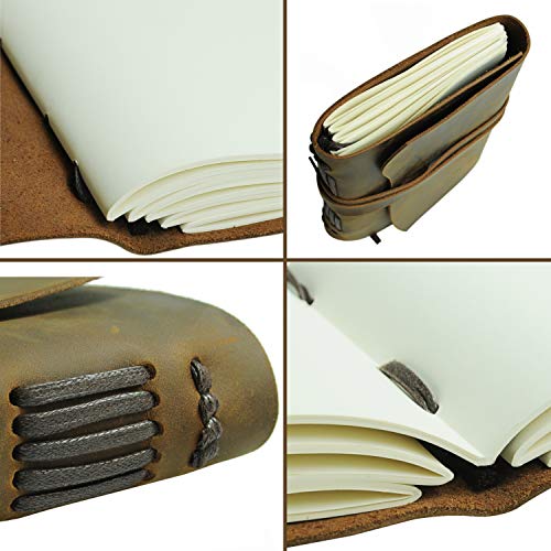 Leather Journal Gift Set with Antique Leather Bookmark + Pen, Handmade Writing Notebook 8x6 Inches Unlined Leather Bound Daily Notepad For Men For Women, Best Luxury Gift Box Travel Diary for all ages - Thumbnail 5