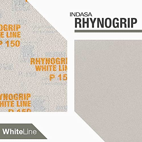 Indasa - 50 strisce abrasive RhyNOGRIP White Line, 70 x 198 mm, 11 fori, carta vetrata per scivoli e blocchi abrasivi P400