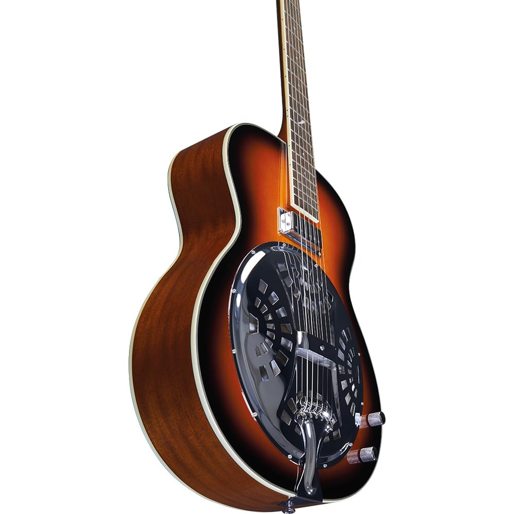EKO GUITARS - Résonateur, Guitare Résonatrice, Table en Épicéa, Eclisses et Fond en Acajou Sapelli Laminé, Manche en Acajou, Touche 20 frettes en Roupanà Sud-Américain, Couleur Sunburst