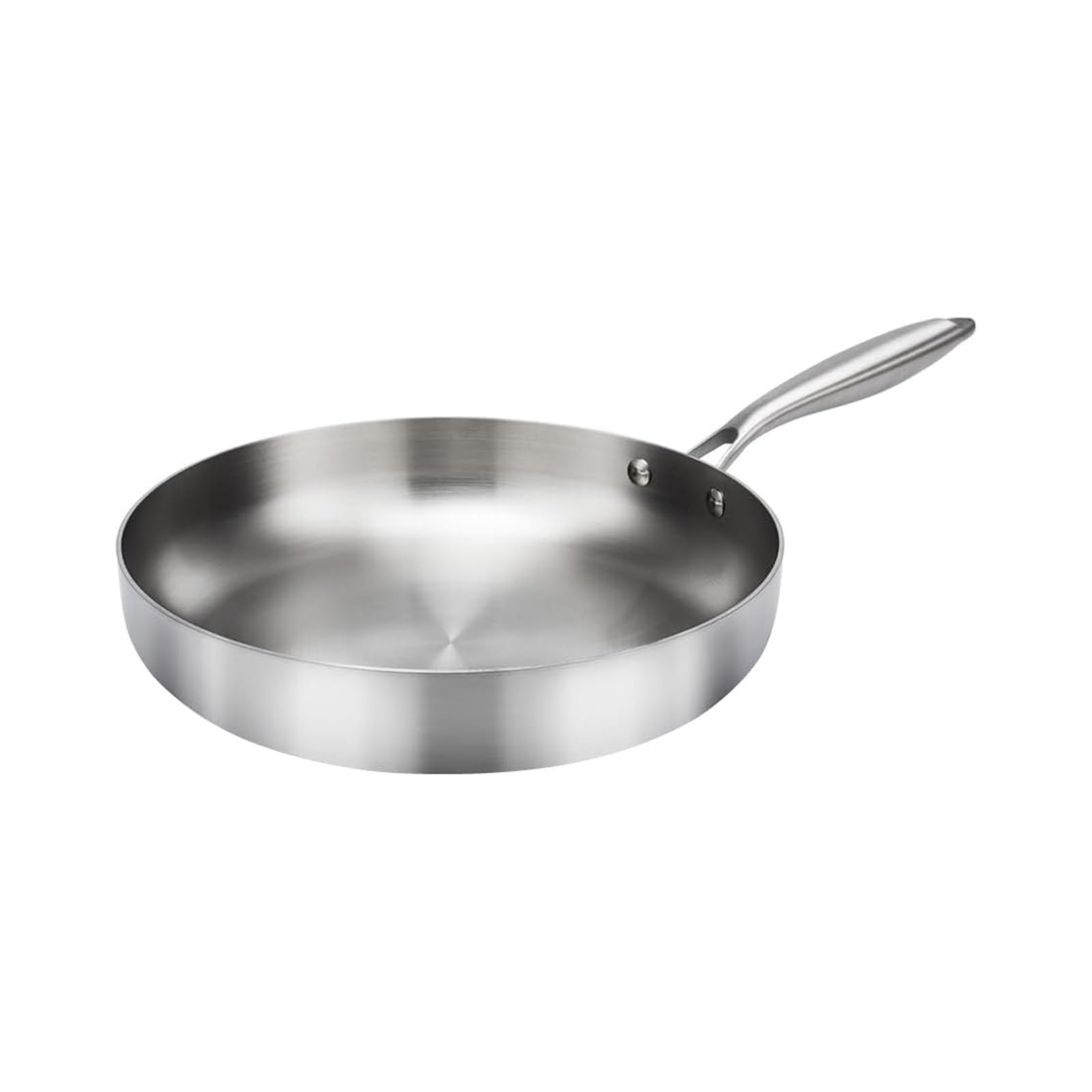 Nucelit Nonstick Flat Bottom Pan for Frying Steak Eggs S Even Heat Distribution Wok Stainless Steel Uncoated Kitchen Cookware Induction Compatible Frying Pan