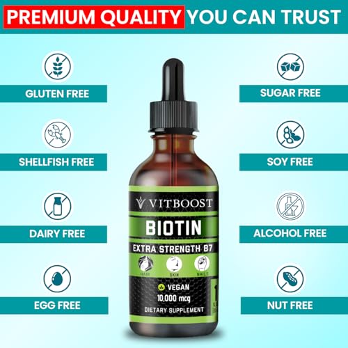 Image of VITBOOST Liquid Biotin Drops 10,000mcg with Extra Strength - 60 Servings