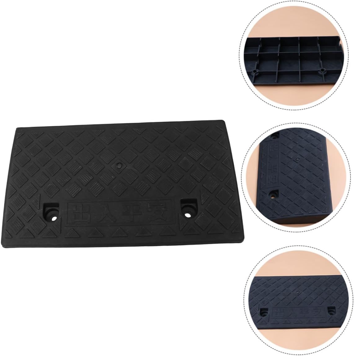 Vehicle Plastic Curb Ramp 50x27x9cm Black Loading Threshold Slope Ramp for Cars Sidewalk Driveway Dock Accessibility