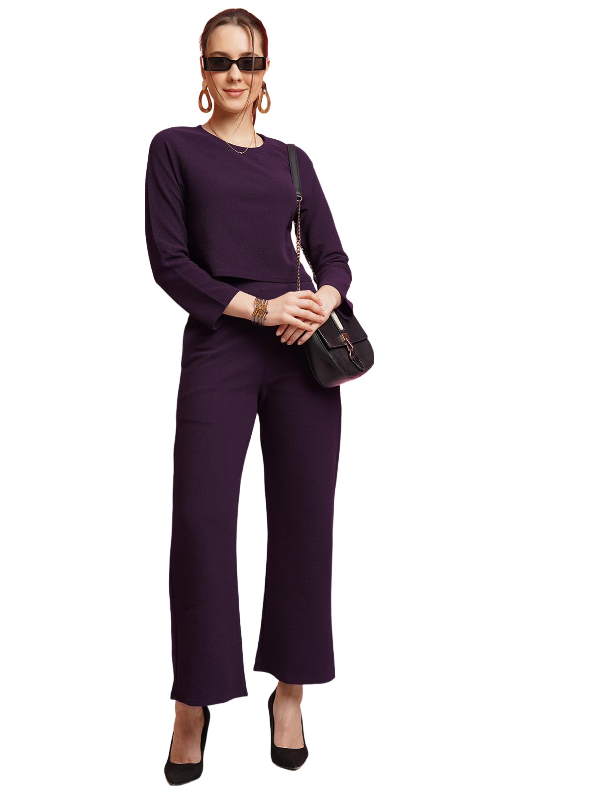 selvia Women's Co-ords Set|Lycra Crop Top & Trouser Set|Solid Casual Co-ords Set for Women|Two Piece Co-ord Set|Crop Top & Bottom Set-picture-24