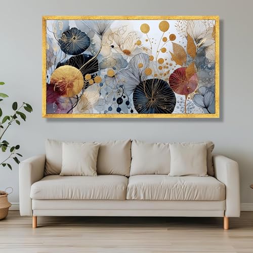 Tableau abstrait floral pour sublimer un mur de salon vide - 4