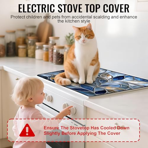 Image of Stove Top Cover for Electric Stove,Glass Stove Top Cover, Heat Resistant Glass Cooktop Cover, Stovetop Protector, Kitchen Decor, Dish Drying Mats Cover for Ceramic Washer Top 28.5x20.5 inch