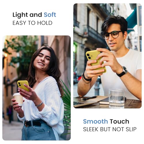 Image of FireNova Designed for iPhone 16 Case, Silicone Upgraded [Camera Protection] Phone Case, Soft Anti-Scratch Microfiber Lining Inside, 6.1 inch, Yellow