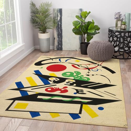 Tapis style Kandinsky aquarelle haut de gamme avec finitions douces pour salon moderne - 4