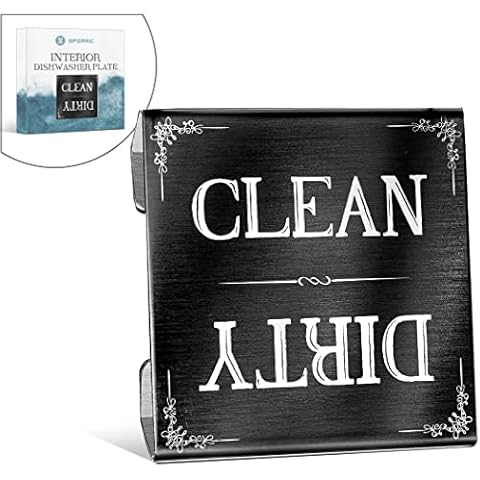 Dishwasher Sign Clean Dirty Signs Stainless Steel Interior Indicator - Easy to Read Indicators - Non-Scratch & Rustproof Clean Dirty Dishwasher Sign (Black) Cover