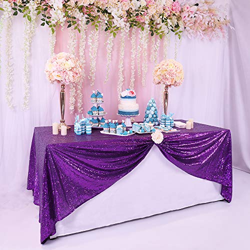 Black Friday - 60% OFF BalsaCircle TRLYC Sequin Rectangular Purple Sequin Tablecloth 60-Inch by 102-Inch