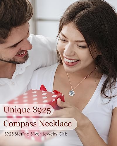 Louisa Secret S925 Sterling Silver Birthstone Necklace Gifts For Wife, Compass Jewelry Gifts For Women Wedding Anniversary Birthday Gifts For Her Girlfriend, Girls Necklaces For Daughter Valentines Day Christmas Day #TOP2