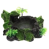 POPETPOP Wassernapf Für Reptilien Verschleißfeste Terrarium Wasserschale Aus Harz Für Geckos Schildkröten Und Schlangen Natürliche Dekoration Sicher Für Haustiere