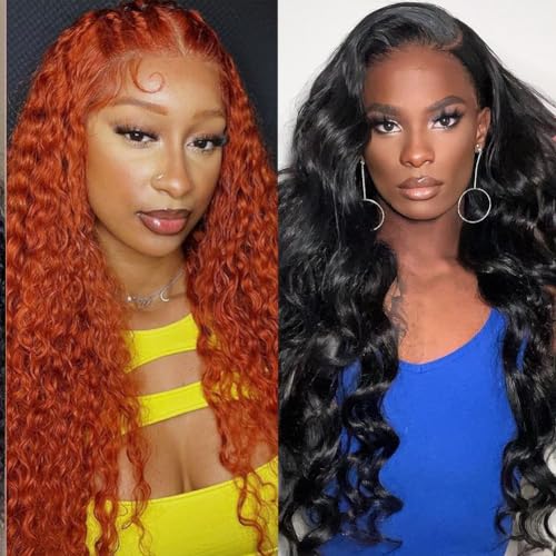 Ginger Orange 13x4 Deep Wave Lace Front Wigs 24 Inch+13x6 Body Wave Lace Front Wigs 30 Inch