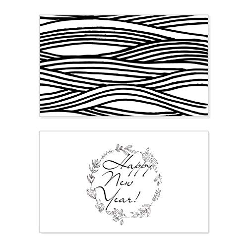 Tarjeta de año nuevo Woodcut Paintline Wave ideal para decoración y felicitaciones selectas