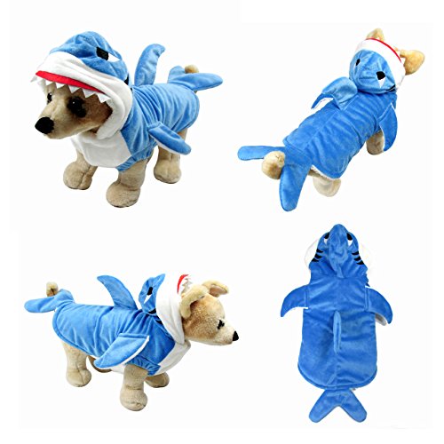 Yoption Puppy Dog Cat Shark Costumes, Funny Pet Halloween Christmas Cosplay Dress, Pet Hoodie Warm Outfits Clothes (S)