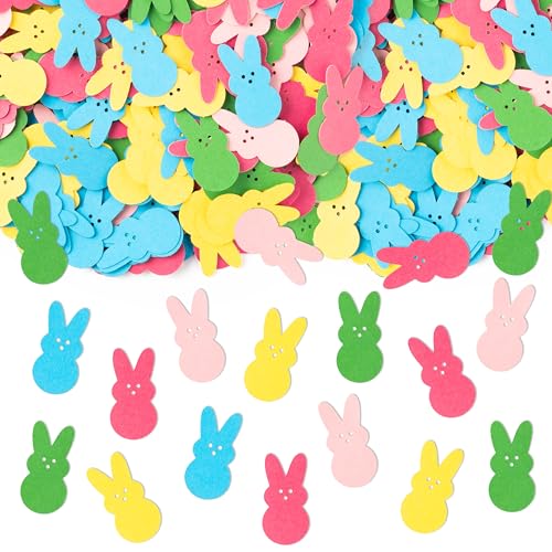 Image of BeYumi Colorful Bunny Table Confetti - 300Pcs Back to School Colorful Bunny Peeps Table Confetti Decorations Cute Rabbit Scatter Paper Decor for Birthday Baby Shower Candy Bag Gift Party Supplies