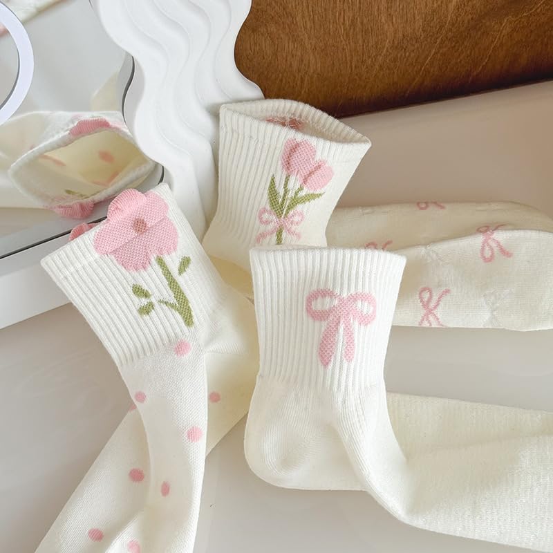 Coquette Bow Socks Summer Cotton Floral Ankle Breathable Cute Athletic Running Low Cut Socks3