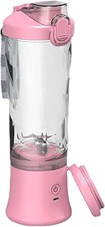 Meichoon Licuadora Eléctrica Portátil Tamaño Personal Vaso de Zumo 600ml/21oz Grifo 6-Cuchillas para Batidos Frutos Secos Zumos Verduras LB34 Rosa