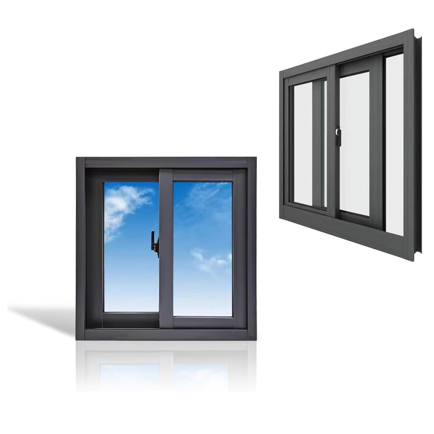 Horizontal Sliding Window Aluminum Flush Mount Shed Window with Tempered Glass 22 24 26 30 36 40 44 48 50 inch Width Basement Ventilation Windows for Interior Hallway, Playhouse Garage(Black,32x17in)