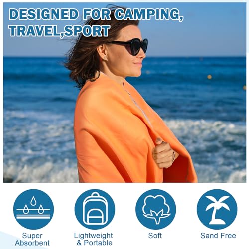 Oudain 6 Set Quick Dry Towel 12 Pack Toallas de Microfibra de Secado Rápido Compactas para Camping, Senderismo, Playa, Gimnasio y Yoga con Bolsa de Malla miniatura 5