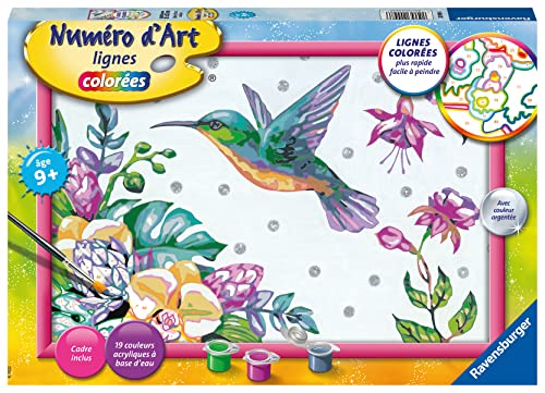 Ravensburger – Numéro d’Art grand format – Colibri et fleurs exotiques – Loisir créatif – Kit de peinture par numéros – Activité détente et créative – Dès 7 ans – 20098 – Version française