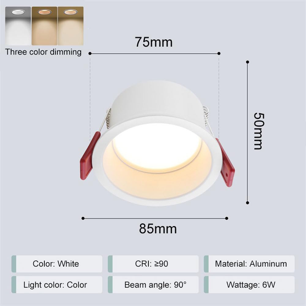 12 Unidades De Focos Led Empotrables Regulables De 3 Colores, Downlight Blanco Ultrafino De 3,3 Pulgadas, Foco De Techo Led De 6 W, Focos Empotrables Antideslumbrantes, L