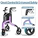 HOMLAND 3 Wheel Walkers for Seniors, FSA/HSA Eligible Foldable Wheeled Rollator with Cane Hold and Cup Hold, Lightweight Three Wheel Rolling Walker Height Adjustable for Seniors
